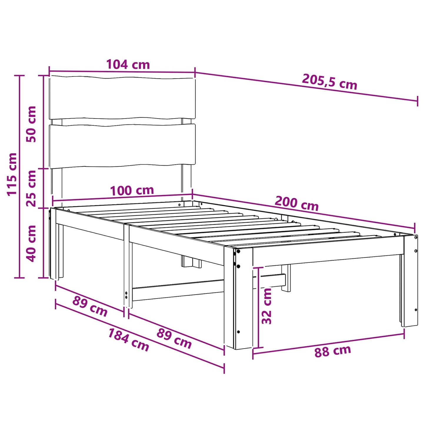 Single Bed Frame with Headboard ROSTOCK Natural 100 x 200 cm