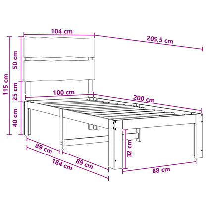 Single Bed Frame with Headboard ROSTOCK White 100 x 200 cm