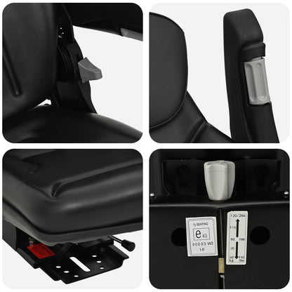 Tractor Seat with Suspension Black 60 x 58 x 72 cm
