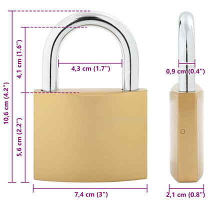 U Lock with Keys 2 pcs Brass Iron
