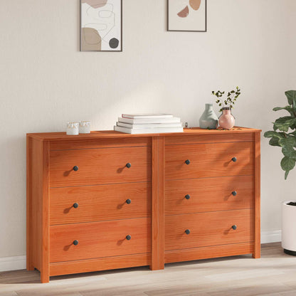Sideboard 2 pcs Wax Brown 140 x 35 x 80 cm Solid Pine Wood