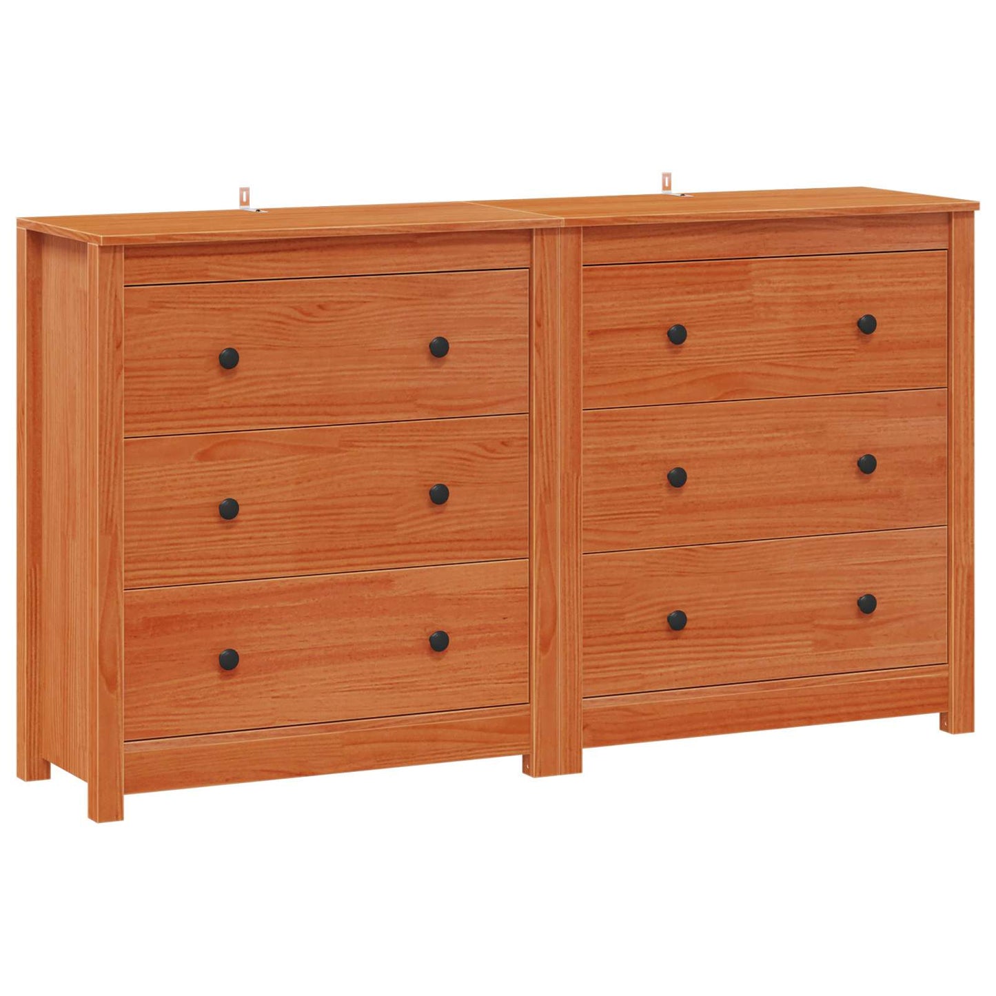 Sideboard 2 pcs Wax Brown 140 x 35 x 80 cm Solid Pine Wood