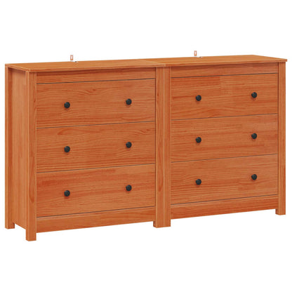 Sideboard 2 pcs Wax Brown 140 x 35 x 80 cm Solid Pine Wood
