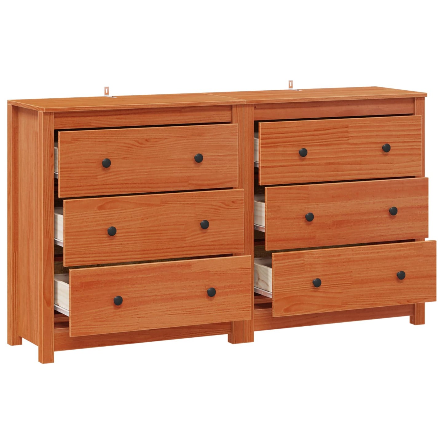 Sideboard 2 pcs Wax Brown 140 x 35 x 80 cm Solid Pine Wood