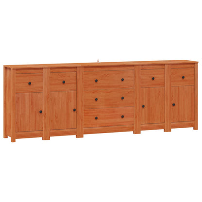 Sideboard with Drawer 5 pcs Wax Brown Solid Pine Wood