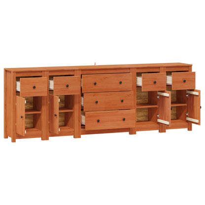 Sideboard with Drawer 5 pcs Wax Brown Solid Pine Wood