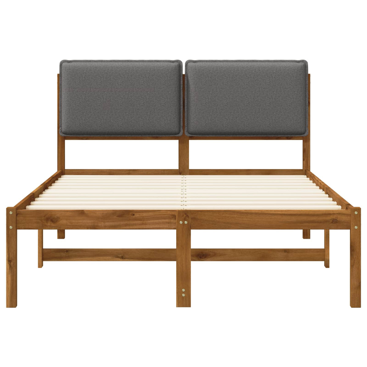 Bed Frame with Upholstered Headboard Natural and Light Grey