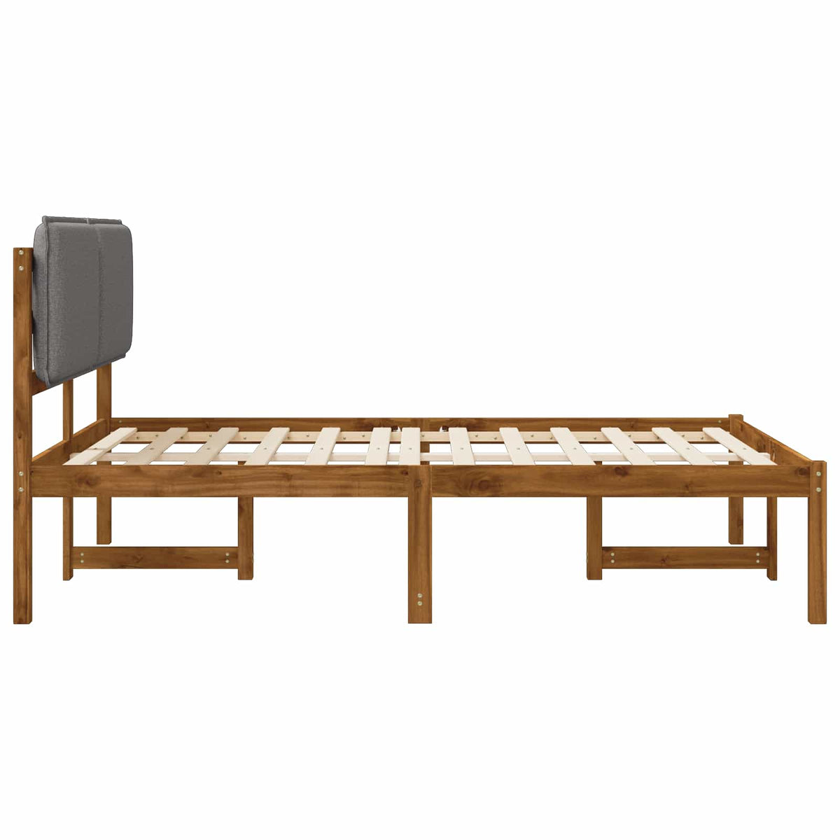 Bed Frame with Upholstered Headboard Natural and Light Grey