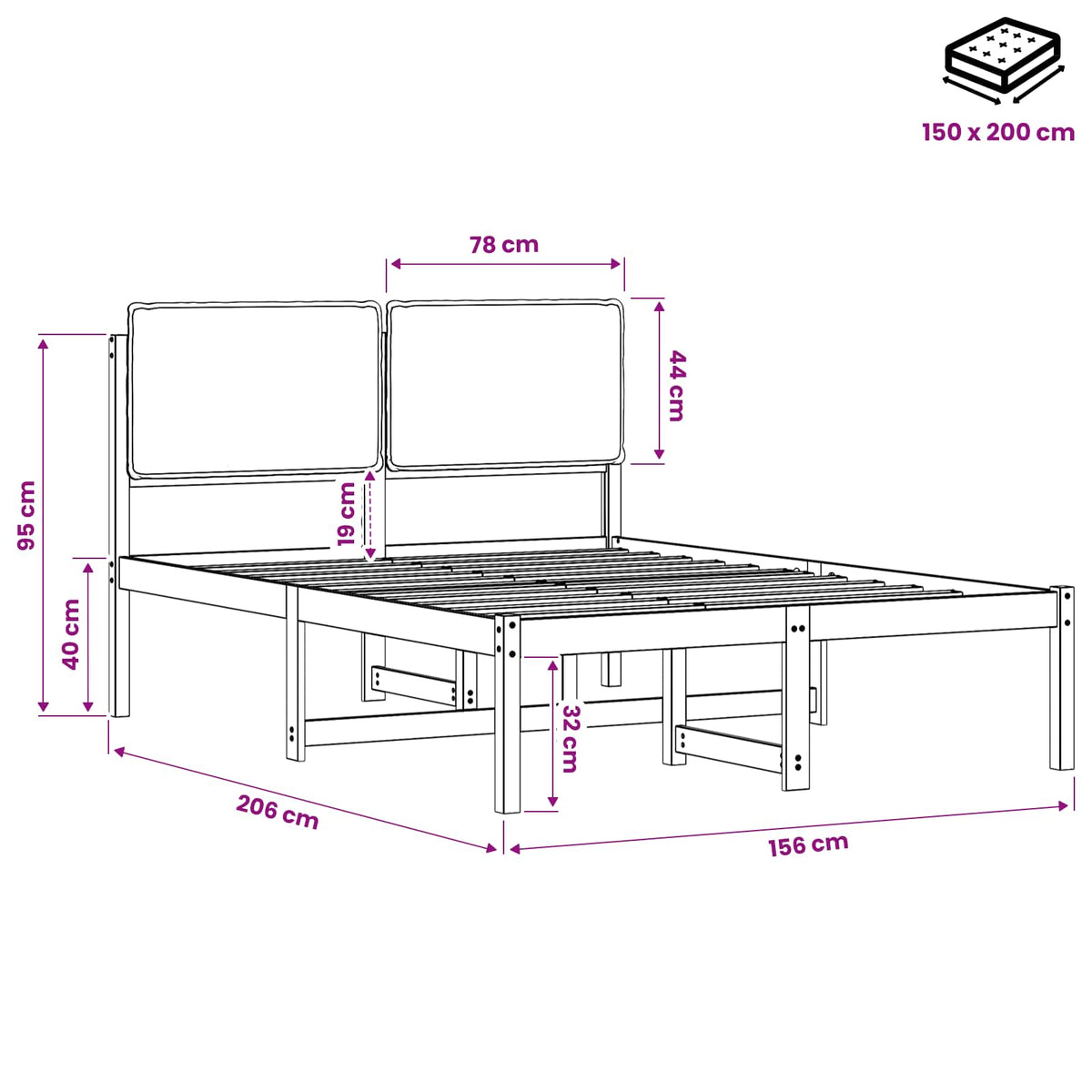 Bed Frame with Upholstered Headboard Natural and Light Grey