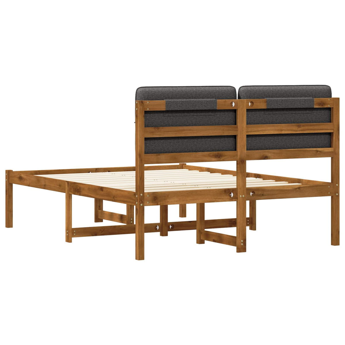Bed Frame with Upholstered Headboard Natural and Dark Grey