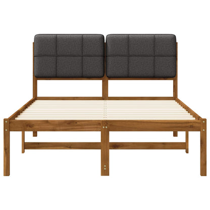 Bed Frame with Upholstered Headboard Natural and Dark Grey
