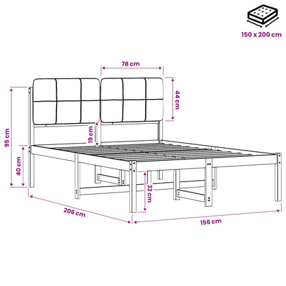 Bed Frame with Upholstered Headboard Natural and Dark Grey