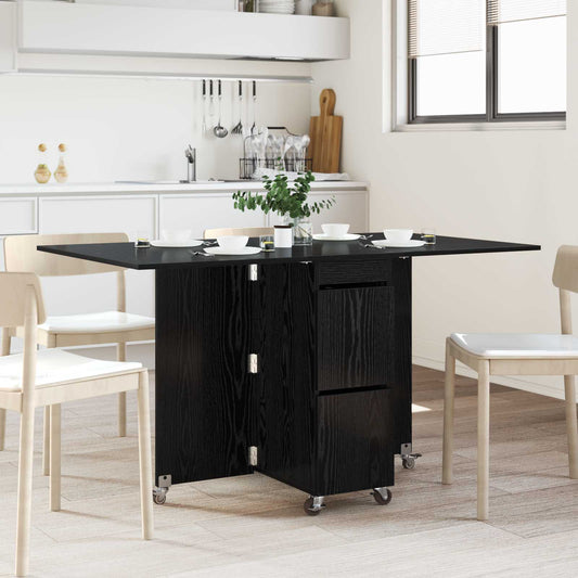 Dinning Table 2 pcs 140 x 80 x 77 cm Engineered Wood Black Oak