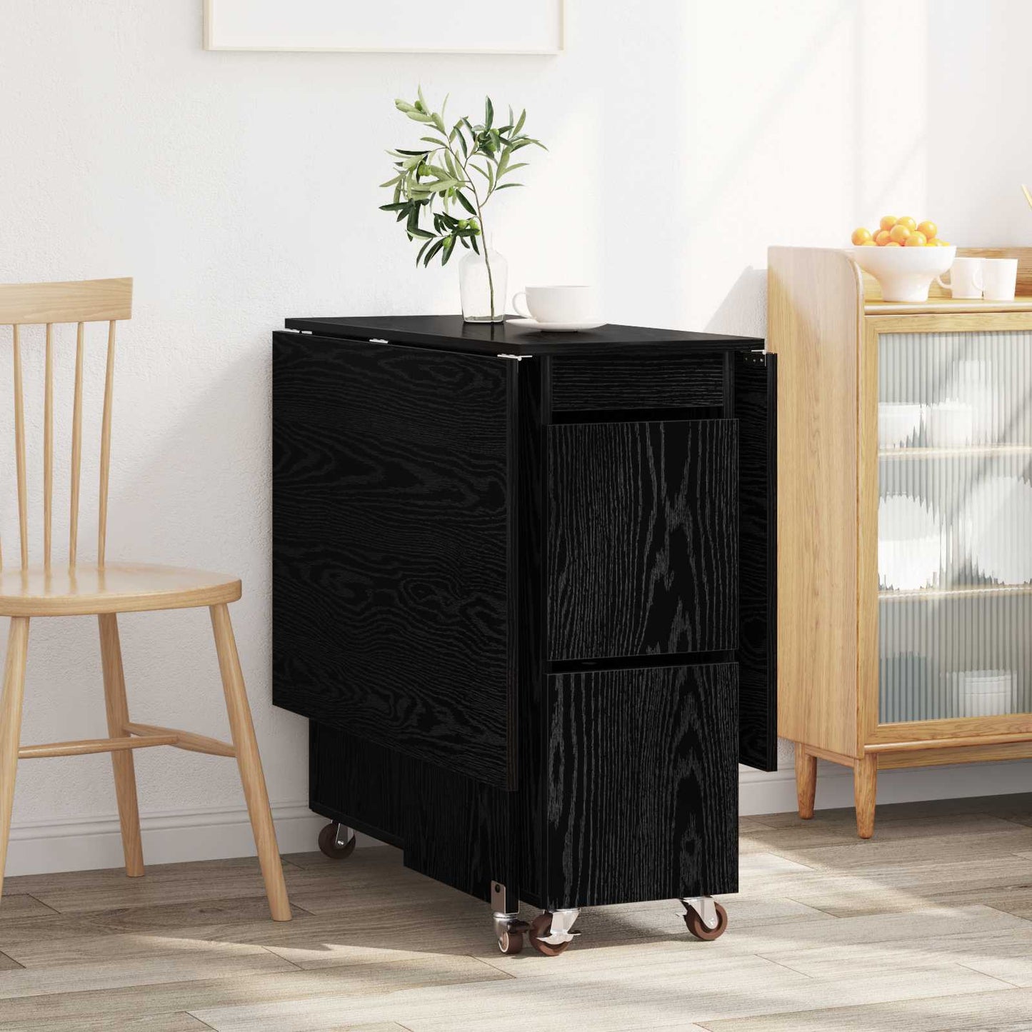 Dinning Table 2 pcs 140 x 80 x 77 cm Engineered Wood Black Oak