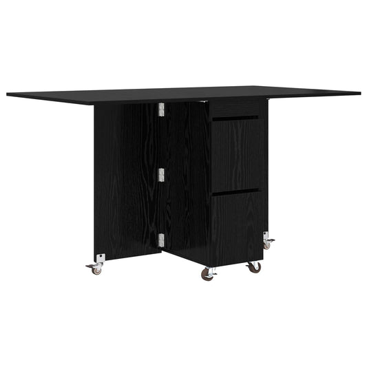 Dinning Table 2 pcs 140 x 80 x 77 cm Engineered Wood Black Oak