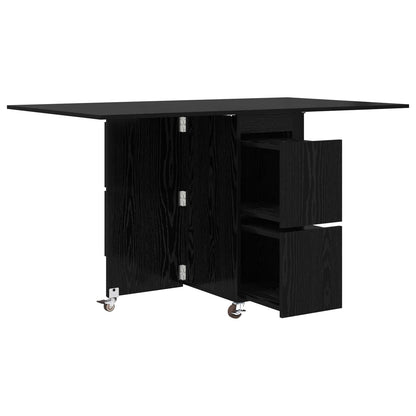 Dinning Table 2 pcs 140 x 80 x 77 cm Engineered Wood Black Oak