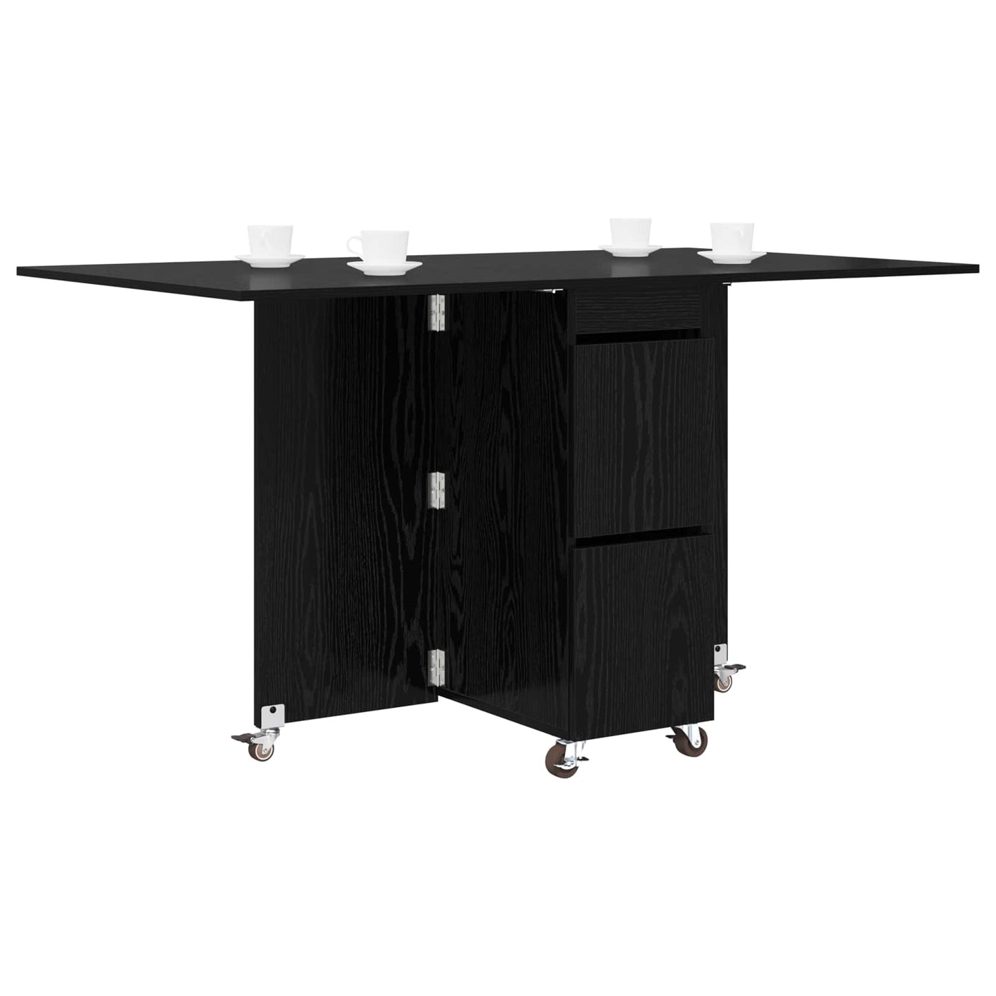Dinning Table 2 pcs 140 x 80 x 77 cm Engineered Wood Black Oak