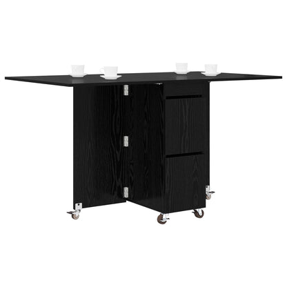 Dinning Table 2 pcs 140 x 80 x 77 cm Engineered Wood Black Oak