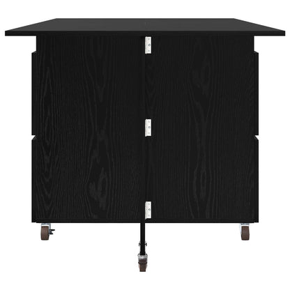 Dinning Table 2 pcs 140 x 80 x 77 cm Engineered Wood Black Oak