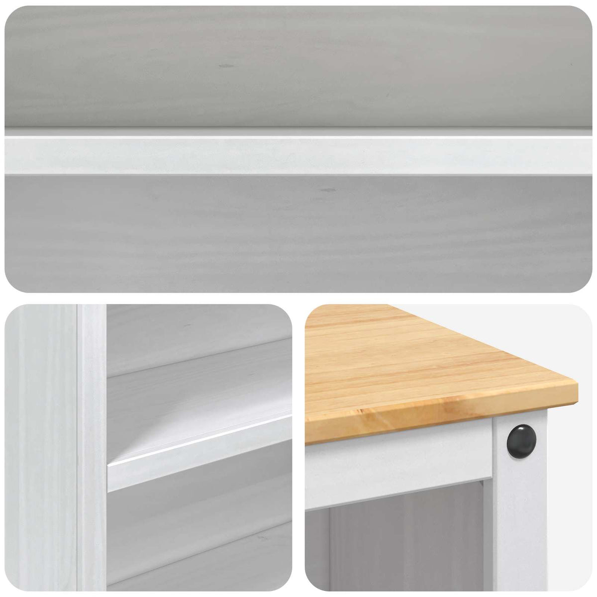 Kitchen Island Set White and Honey Wax 112 x 77 x 91.5 cm