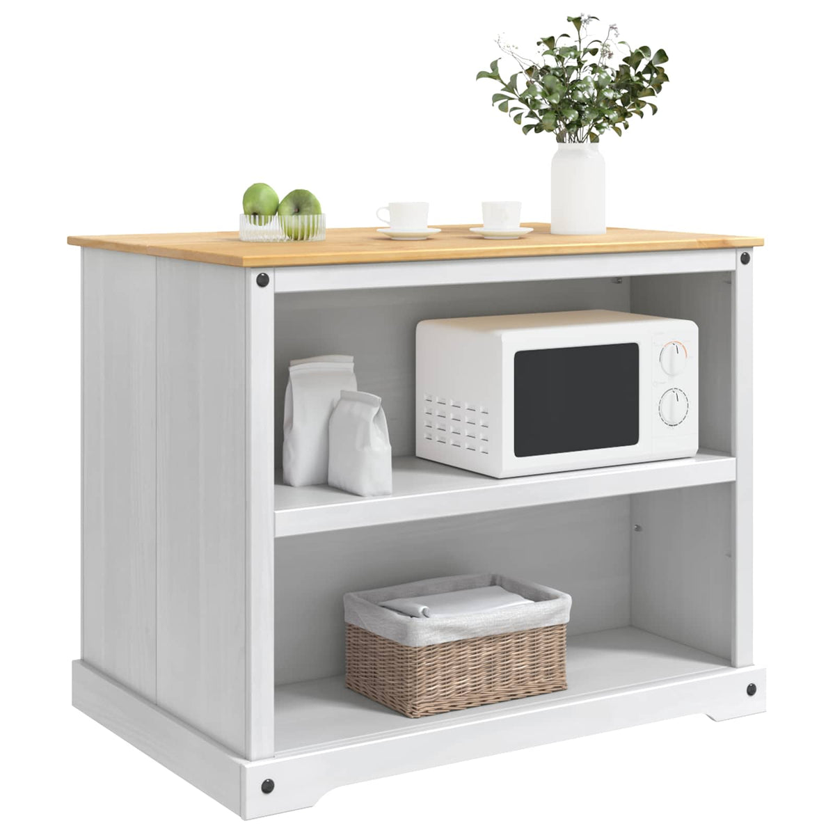 Kitchen Island Set White and Honey Wax 112 x 77 x 91.5 cm