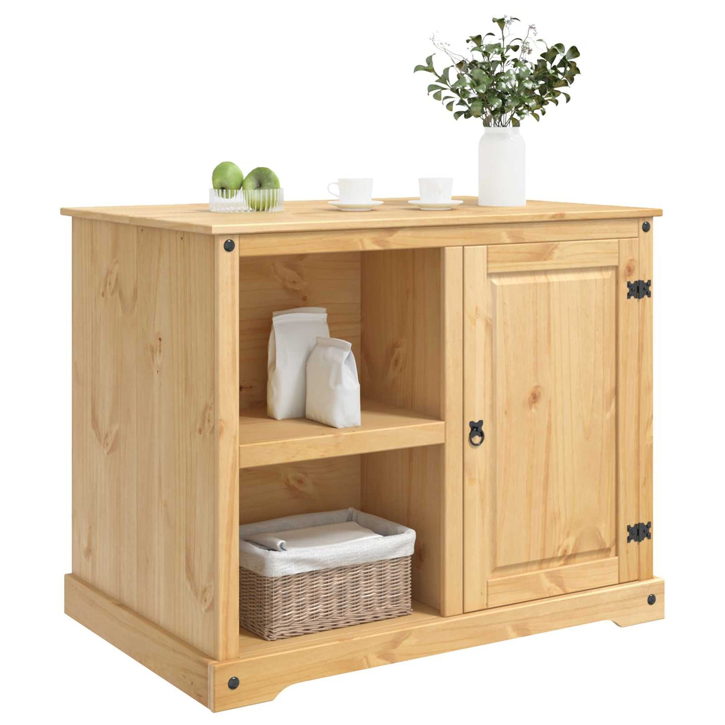 Kitchen Trolley 2 pcs Honey Wax 112 x 77 x 91.5 cm Solid-Pine
