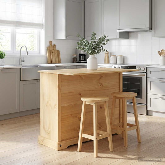 Kitchen Island Set Honey Wax 112 x 70 x 91.5 cm Solid-Pine