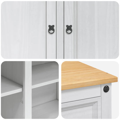 Kitchen Island Set White and Honey Wax 112 x 70 x 91.5 cm