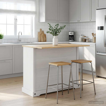 Kitchen Island Set White and Honey Wax 112 x 70 x 91.5 cm