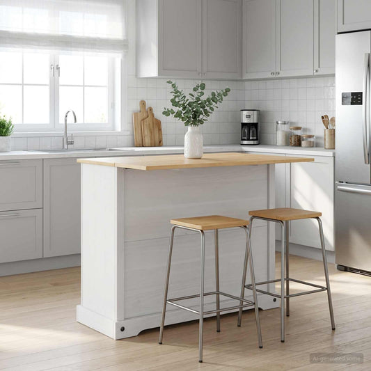 Kitchen Island Set White and Honey Wax 112 x 70 x 91.5 cm