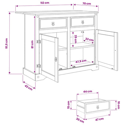Kitchen Trolley 2 pcs White and Honey Wax 112 x 70 x 91.5 cm