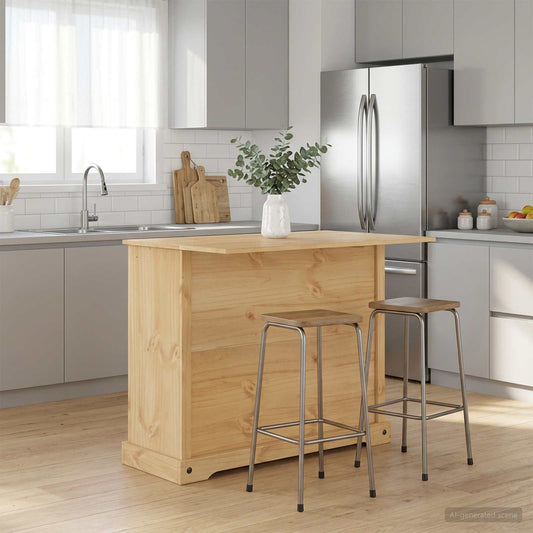 Kitchen Island Set Honey Wax 112 x 70 x 91.5 cm Solid-Pine