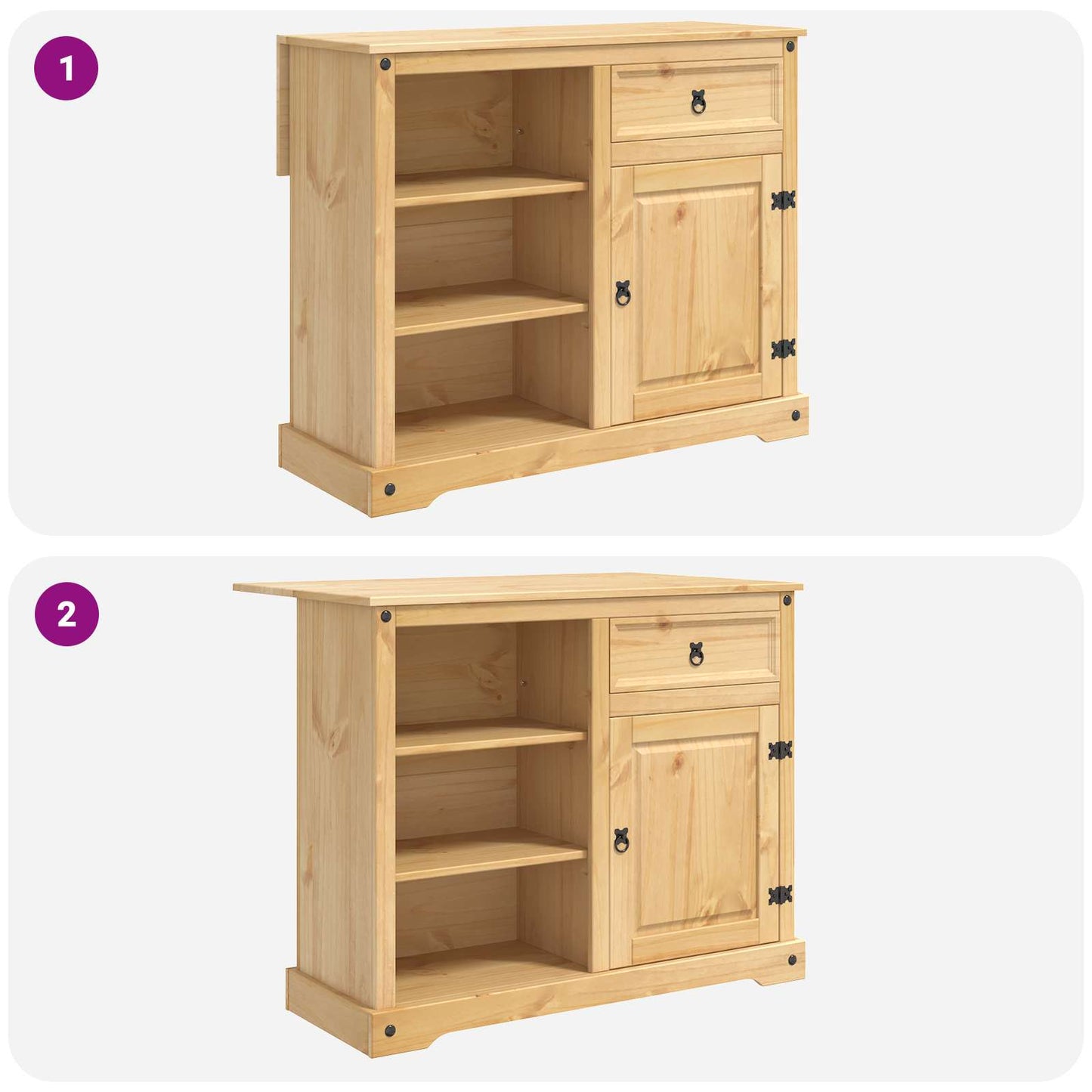 Kitchen Trolley 2 pcs Honey Wax 112 x 70 x 91.5 cm Solid-Pine