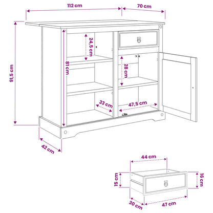 Kitchen Trolley 2 pcs Honey Wax 112 x 70 x 91.5 cm Solid-Pine
