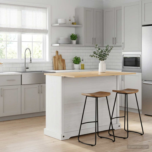 Kitchen Island Set White and Honey Wax 112 x 70 x 91.5 cm