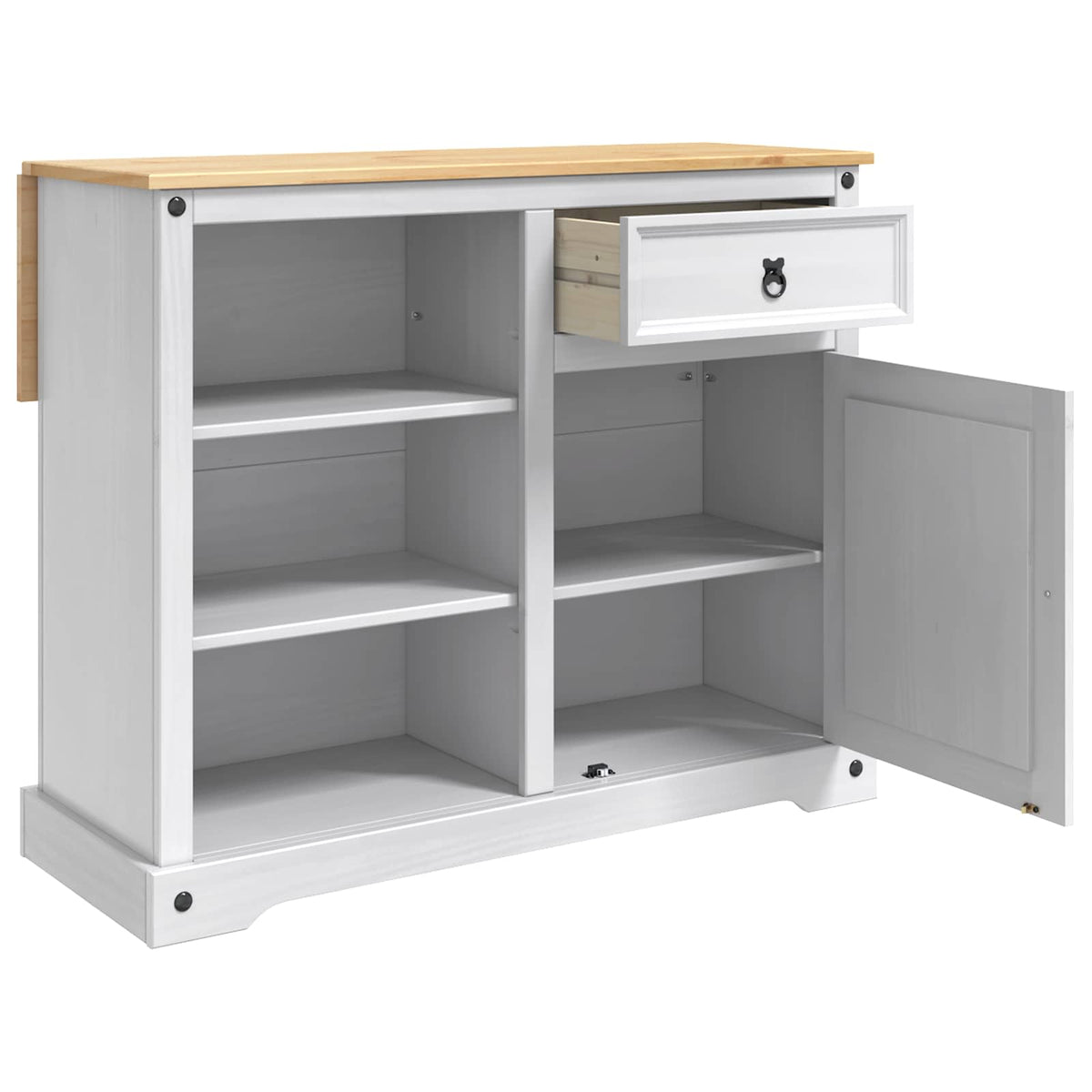 Kitchen Island Set White and Honey Wax 112 x 70 x 91.5 cm