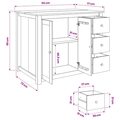 Kitchen Trolley PANAMA 2 pcs Honey Wax 112 x 77 x 90 cm