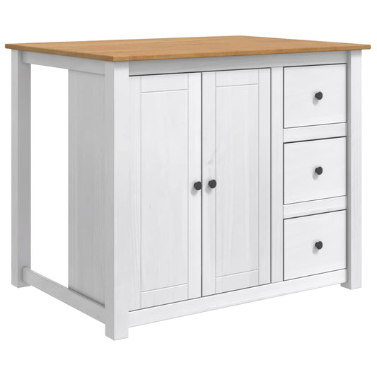 Kitchen Island Set PANAMA White and Honey Wax 112 x 77 x 90 cm