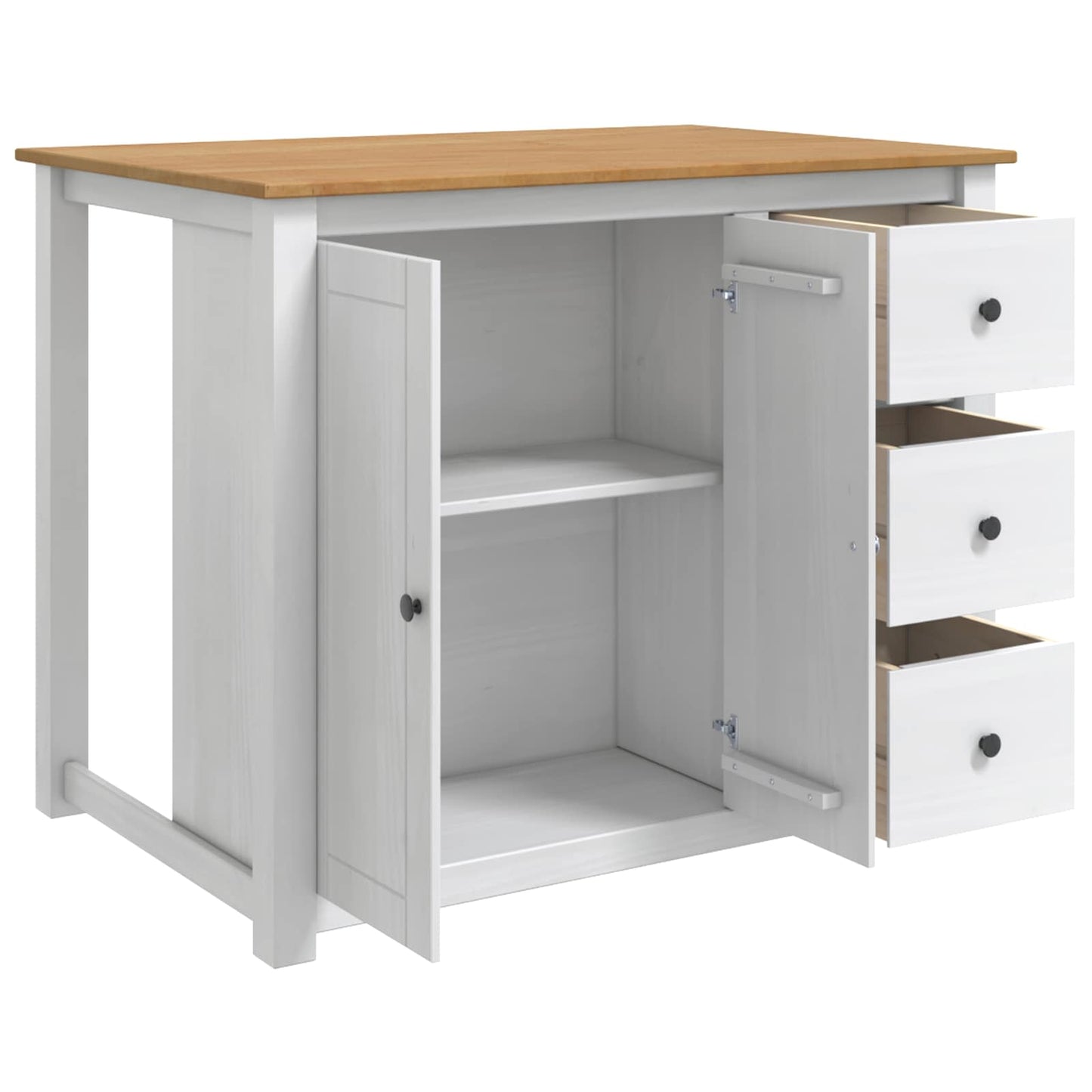 Kitchen Trolley PANAMA 2 pcs White and Honey Wax Solid-Pine