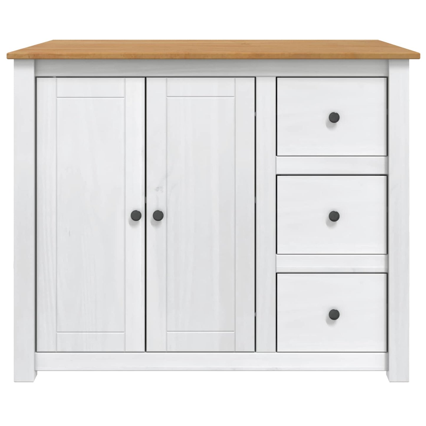 Kitchen Trolley PANAMA 2 pcs White and Honey Wax Solid-Pine