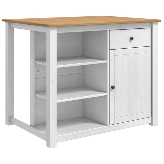 Kitchen Island Set PANAMA White and Honey Wax 112 x 77 x 90 cm
