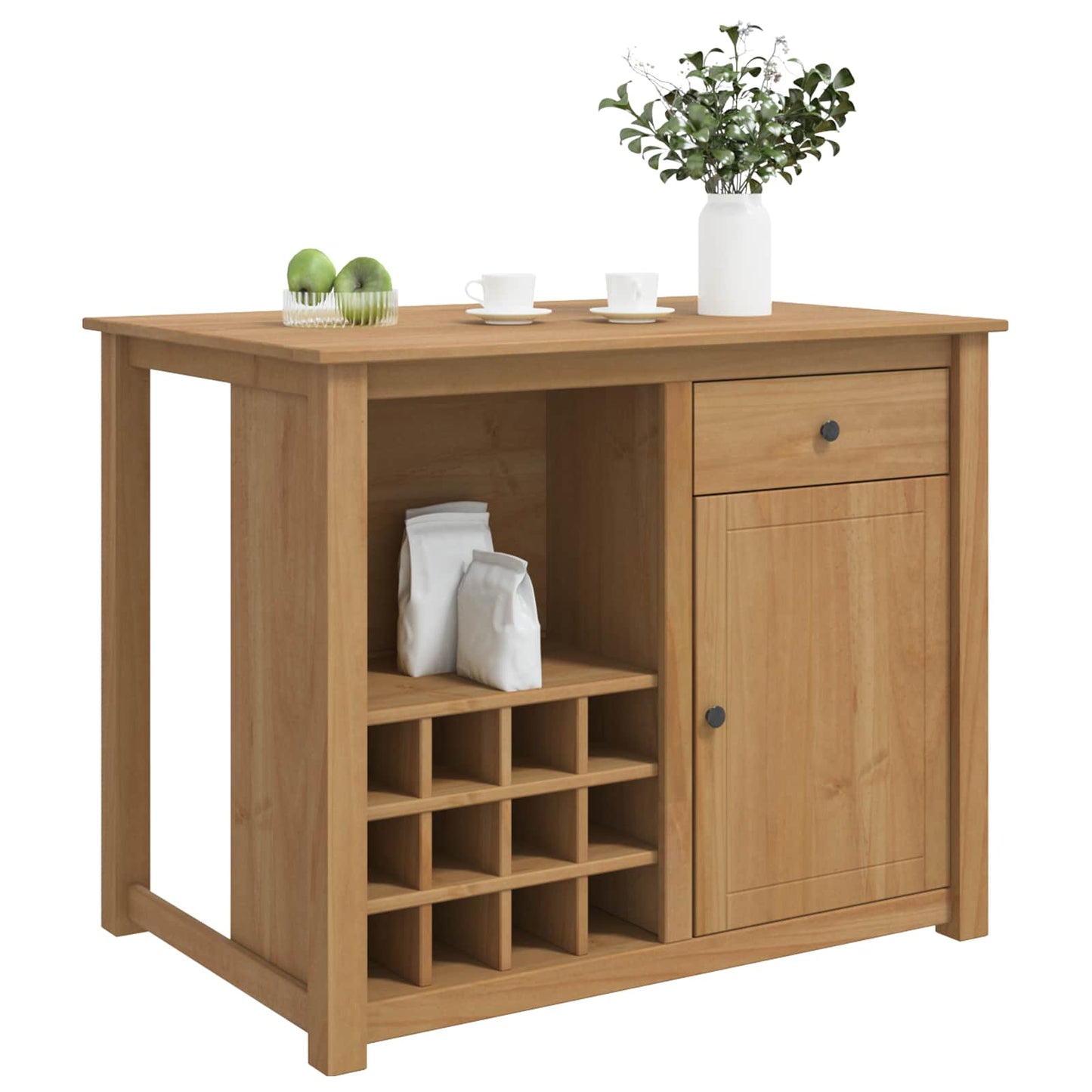 Kitchen Trolley PANAMA 2 pcs Honey Wax 112 x 77 x 90 cm