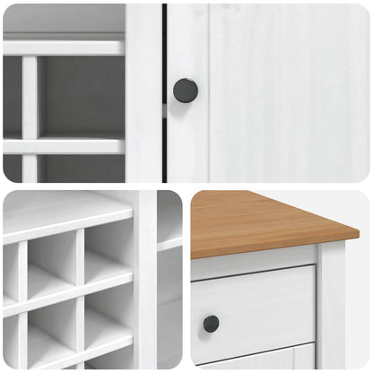 Kitchen Trolley PANAMA 2 pcs White and Honey Wax Solid-Pine