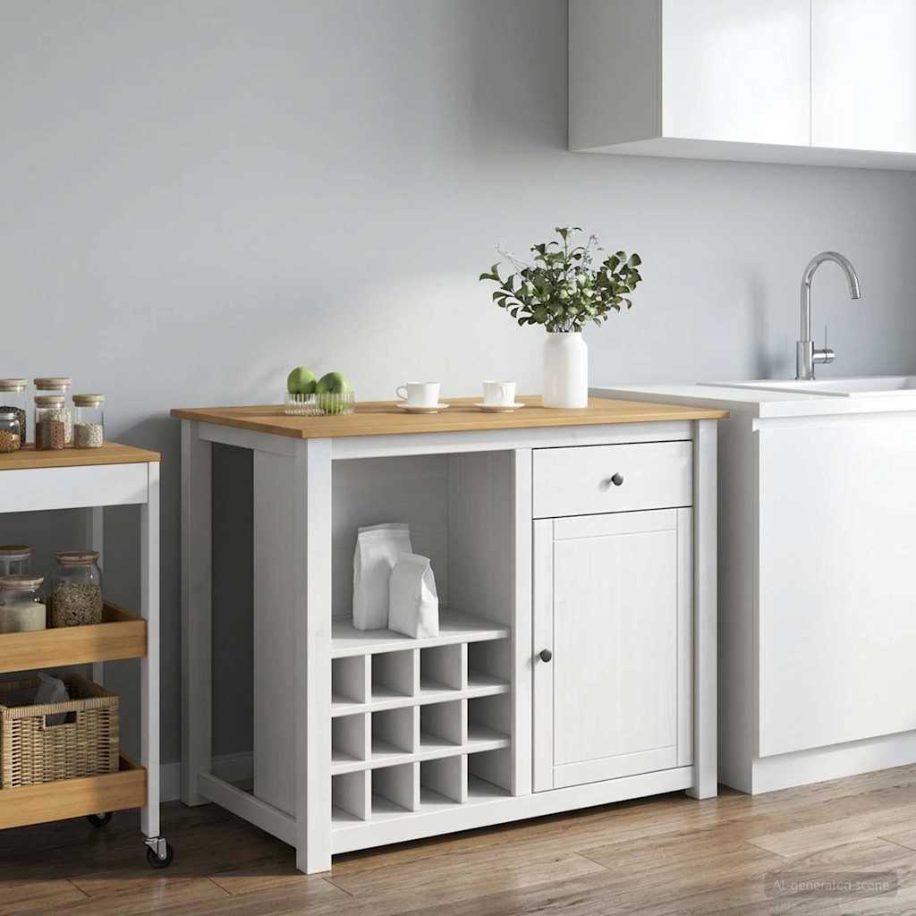 Kitchen Trolley PANAMA 2 pcs White and Honey Wax Solid-Pine