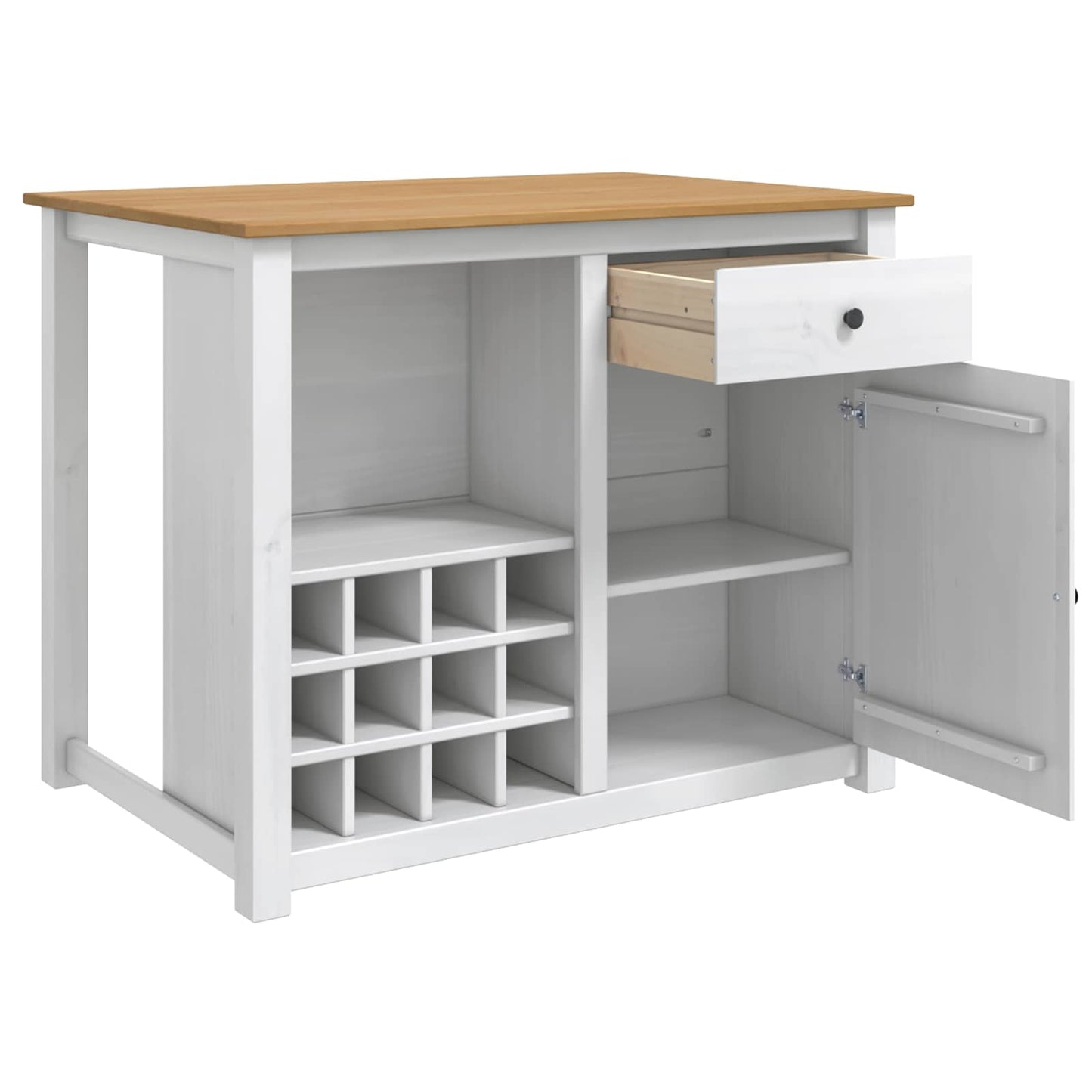 Kitchen Trolley PANAMA 2 pcs White and Honey Wax Solid-Pine