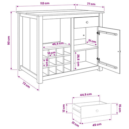 Kitchen Trolley PANAMA 2 pcs White and Honey Wax Solid-Pine