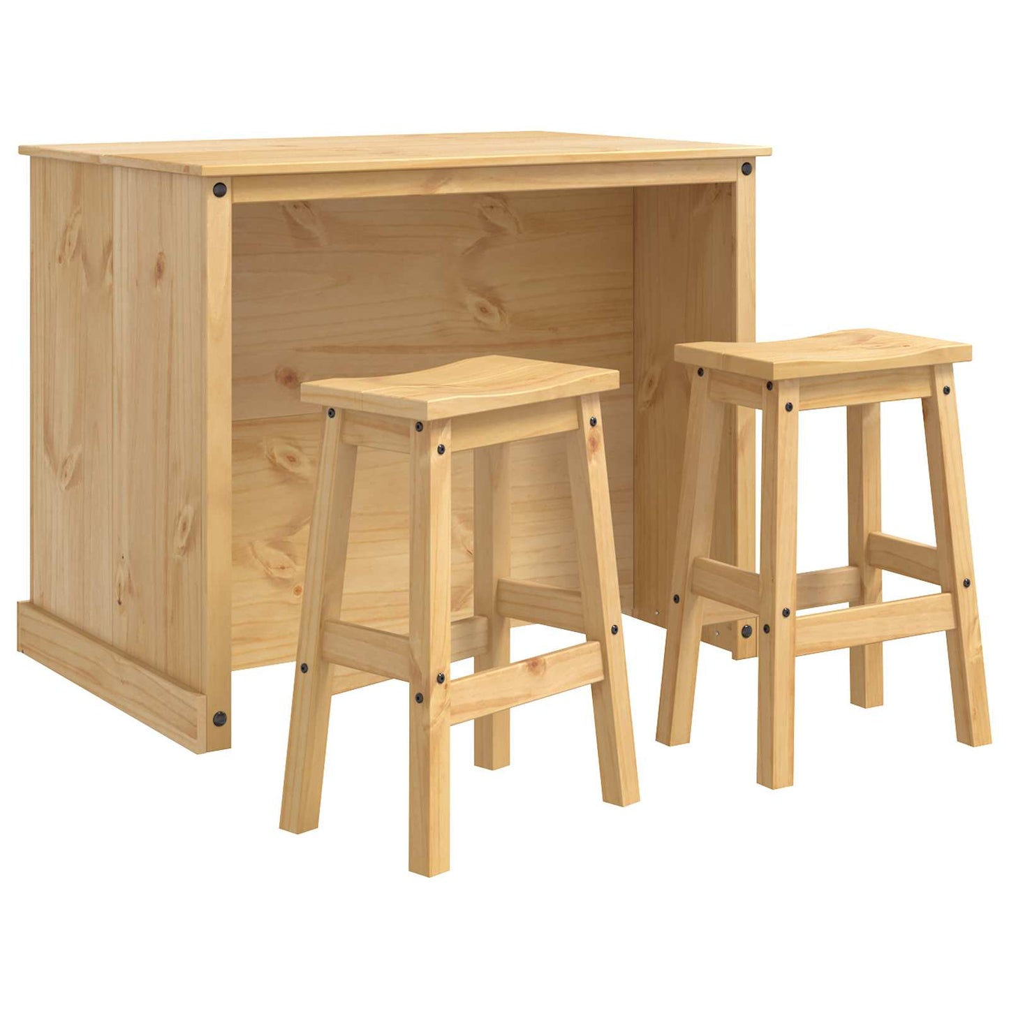 Kitchen Island Set with Shelf 3 pcs Honey Wax Solid-Pine