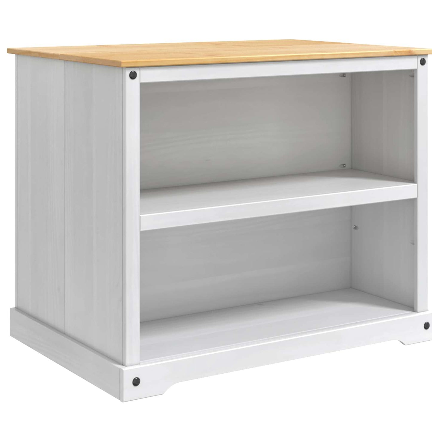 Kitchen Island Set 3 pcs White and Honey Wax Solid-Pine