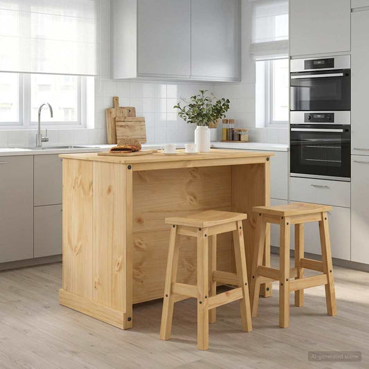Kitchen Island Set 3 pcs Honey Wax 112 x 77 x 91.5 cm