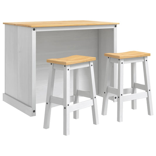 Kitchen Island Set 3 pcs White and Honey Wax 112 x 77 x 91.5 cm